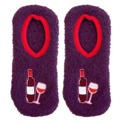 Hot Living Royal Inc Unisex Living Royal, Fuzzy Slipper Socks Purple Wine Glasses