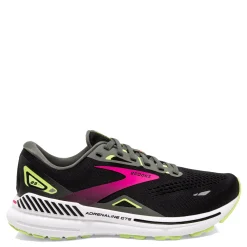 Discount Brooks Women's , Adrenaline GTS 23 Running Shoe - Wide Width Black/Pink/Green