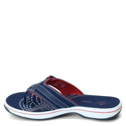 New Clarks Women's , Breeze Sea Sandal Red White Blue
