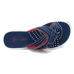 New Clarks Women's , Breeze Sea Sandal Red White Blue