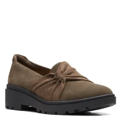 Clearance Clarks Women's , Calla Style Loafer Olive Suede