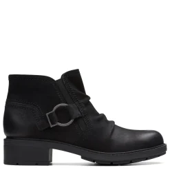 New Clarks Women's , Hearth Faye Boot Black Nubuck