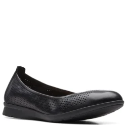 Online Clarks Women's , Jenette Ease Flat Black Leather