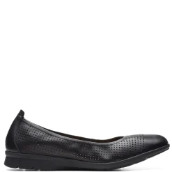 Online Clarks Women's , Jenette Ease Flat Black Leather