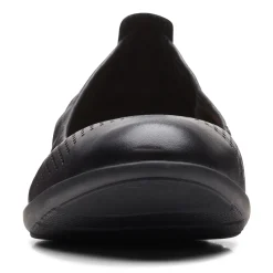 Online Clarks Women's , Jenette Ease Flat Black Leather
