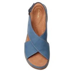 Best Clarks Women's , Kassanda Step Sandal Blue Nubuck