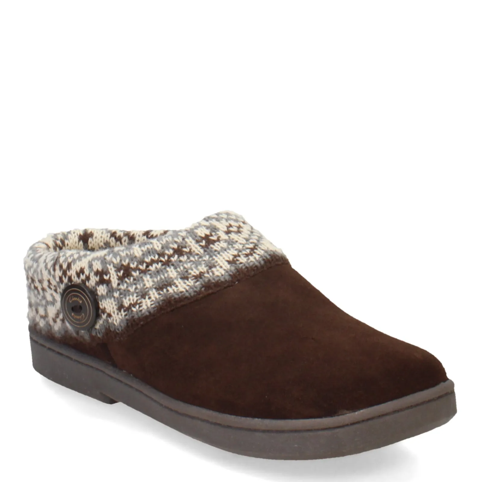 Clarks Women's , Knit Collar Slipper Brown
