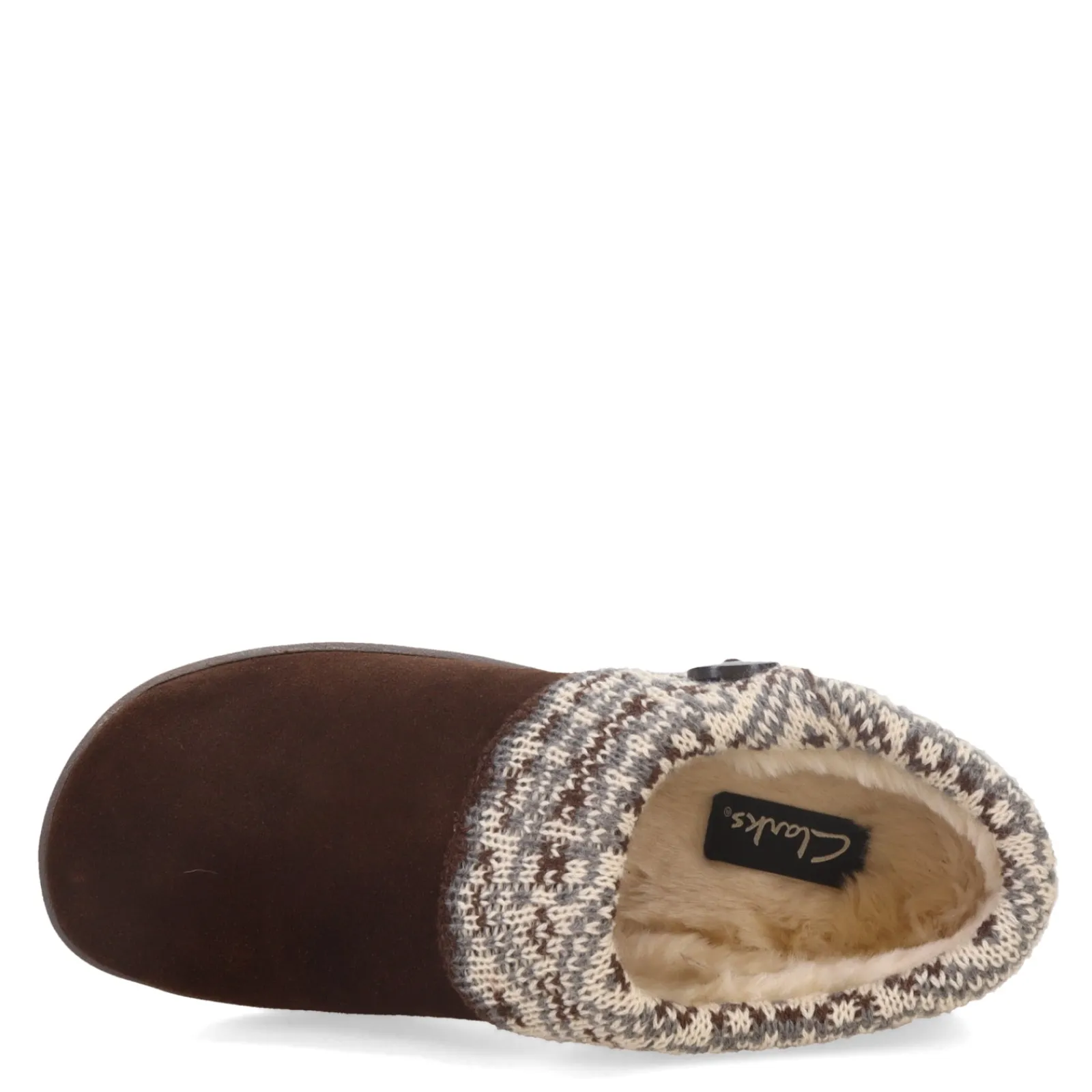 Clarks Women's , Knit Collar Slipper Brown
