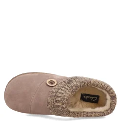 Clearance Clarks Women's , Knit Collar Slipper Clog Taupe