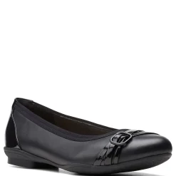 Hot Clarks Women's , Sara Tulip Flat Black