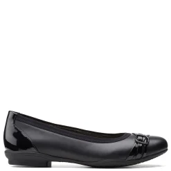 Hot Clarks Women's , Sara Tulip Flat Black