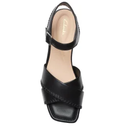 New Clarks Women's , Serina 35 Cross Sandal Black Leather