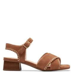 New Clarks Women's , Serina 35 Cross Sandal Tan Suede