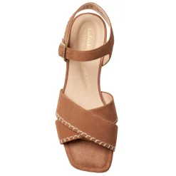 New Clarks Women's , Serina 35 Cross Sandal Tan Suede