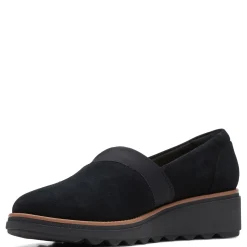 New Clarks Women's , Sharon Pump Wedge Black