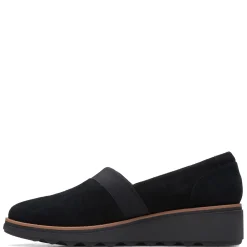 New Clarks Women's , Sharon Pump Wedge Black