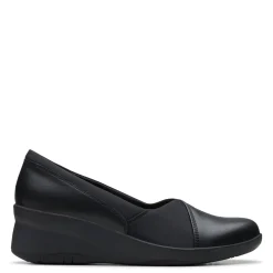 New Clarks Women's , Suttyn Walk Wedge Slip-On Black