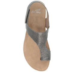 Discount Dansko Women's , Reece Thong Sandal Pewter Metallic