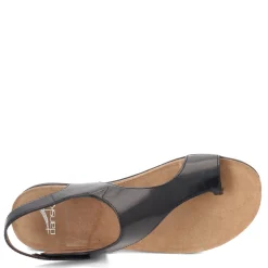 Best Dansko Women's , Reece Thong Sandals Black Waxy Burnished