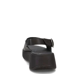 Outlet FitFlop Women's , F-Mode Leather Flatform Back-Strap Sandal Black
