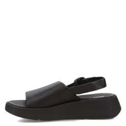 Online FitFlop Women's , F-Mode Leather Flatform Back-Strap Sandal Black