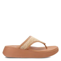 Sale FitFlop Women's , F-Mode Woven Flatform Toe Post Sandal Tan