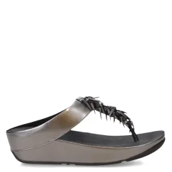 Hot FitFlop Women's , Rumba Beaded Metallic Toe-Post Sandal Pewter Black