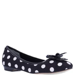 New J Renee Women's , Edie Flat Black/White Polka Dot