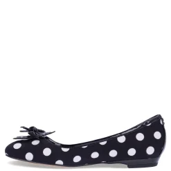 New J Renee Women's , Edie Flat Black/White Polka Dot