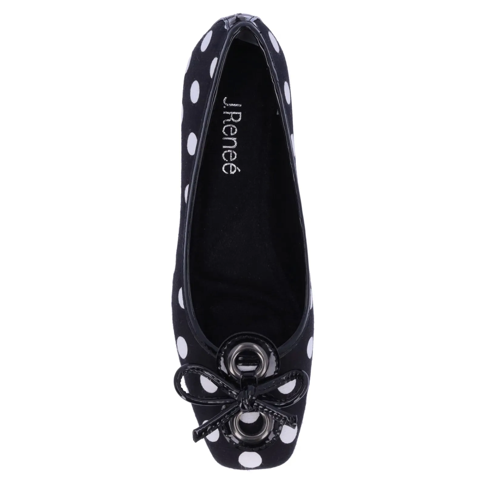 New J Renee Women's , Edie Flat Black/White Polka Dot