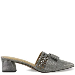 Discount J Renee Women's , Randa Mule Pewter Glitter