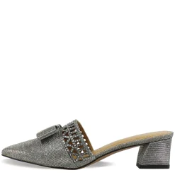 Discount J Renee Women's , Randa Mule Pewter Glitter