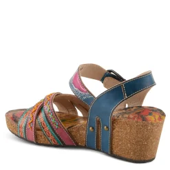 Outlet L Artiste Women's L'Artiste By Spring Step, Bosquet Wedge Sandal Navy Multi