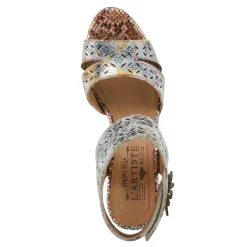 Online L Artiste Women's L'Artiste By Spring Step, Poster Sandal Beige Metallic Multi
