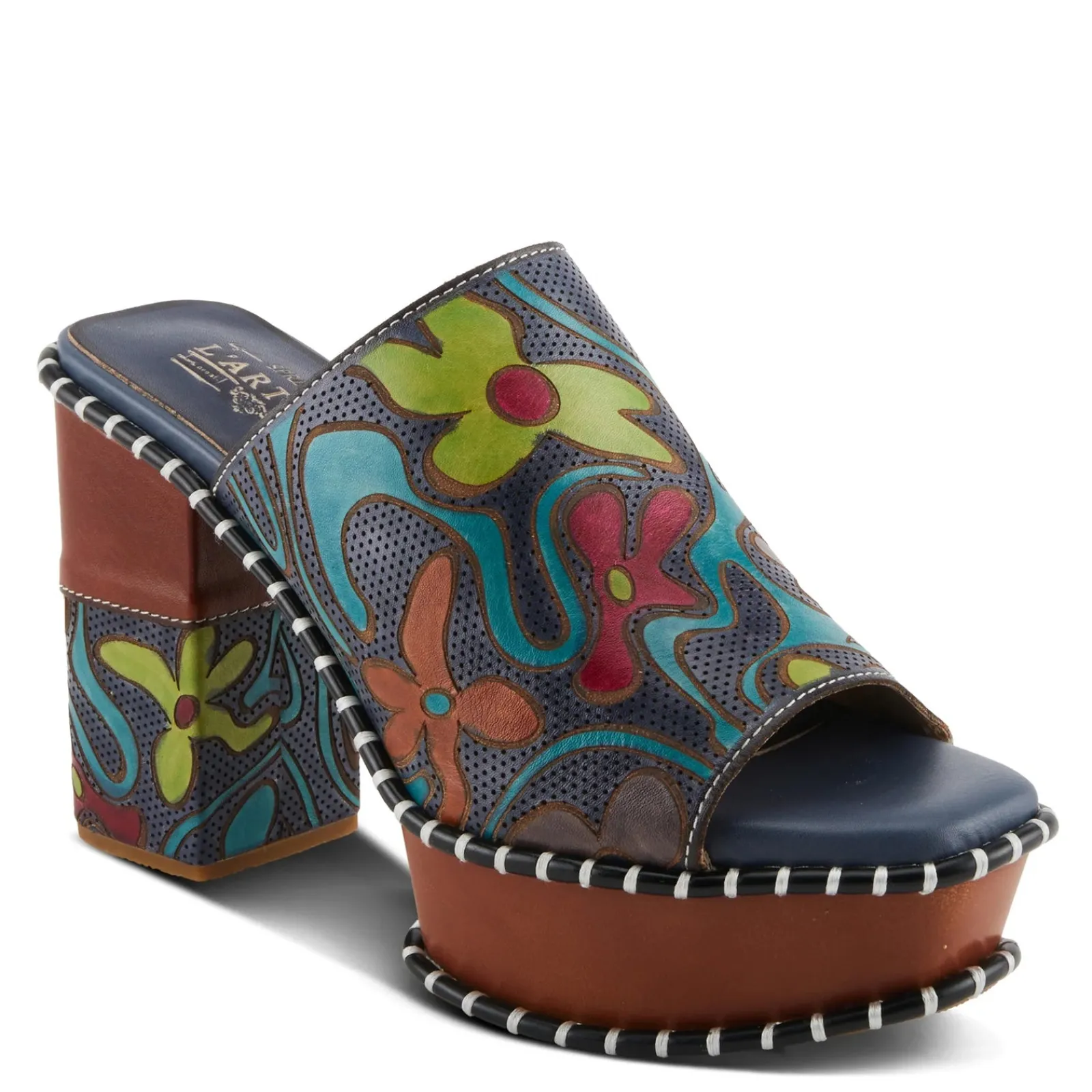 Clearance L Artiste Women's L'Artiste By Spring Step, Colossal Sandal Blue Multi