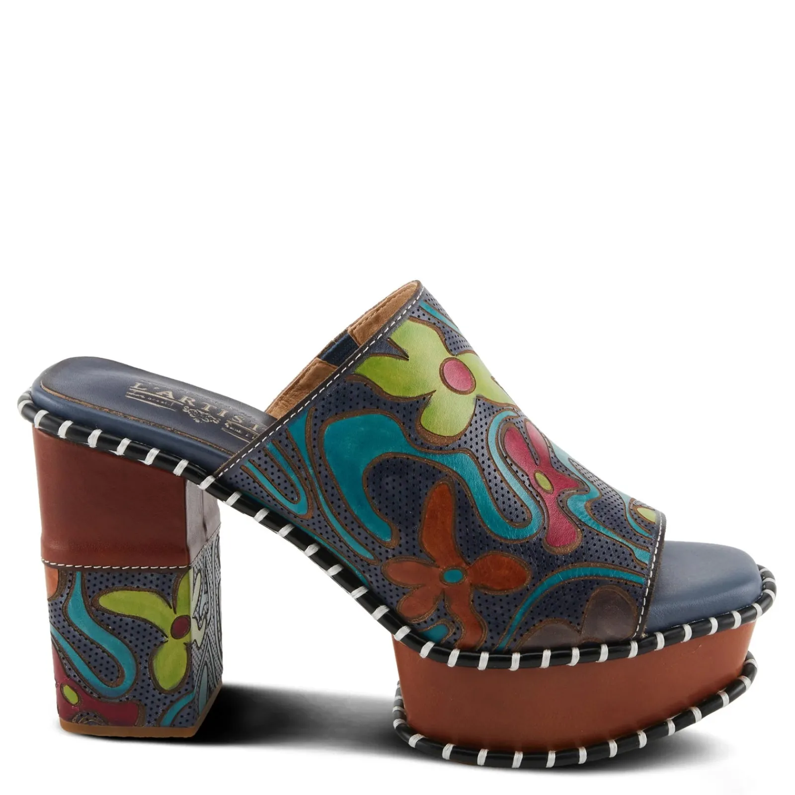 Clearance L Artiste Women's L'Artiste By Spring Step, Colossal Sandal Blue Multi