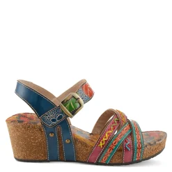 Outlet L Artiste Women's L'Artiste By Spring Step, Bosquet Wedge Sandal Navy Multi