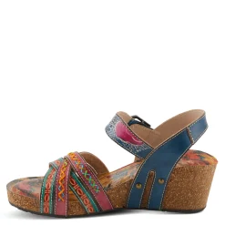 Outlet L Artiste Women's L'Artiste By Spring Step, Bosquet Wedge Sandal Navy Multi