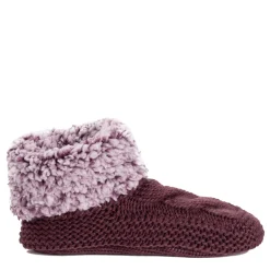 Outlet Muk Luks Women's , Sherpa Cuff Bootie Slipper Plumwine