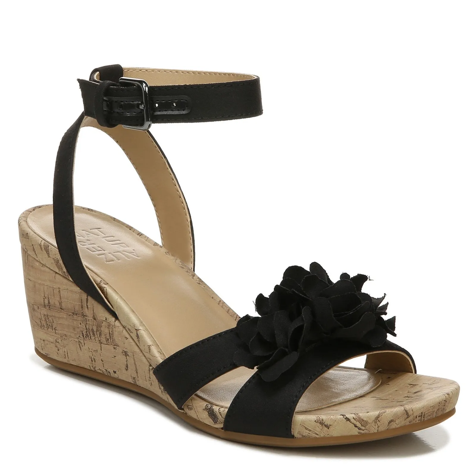 Sale Naturalizer Women's , Areda Flower Wedge Sandal Black
