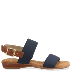 Discount Ros Hommerson Women's , Cabana Sandal Navy Fabric/ Tan Leather