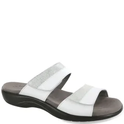 Best SAS Women's , Nudu Slide Sandal White Silver