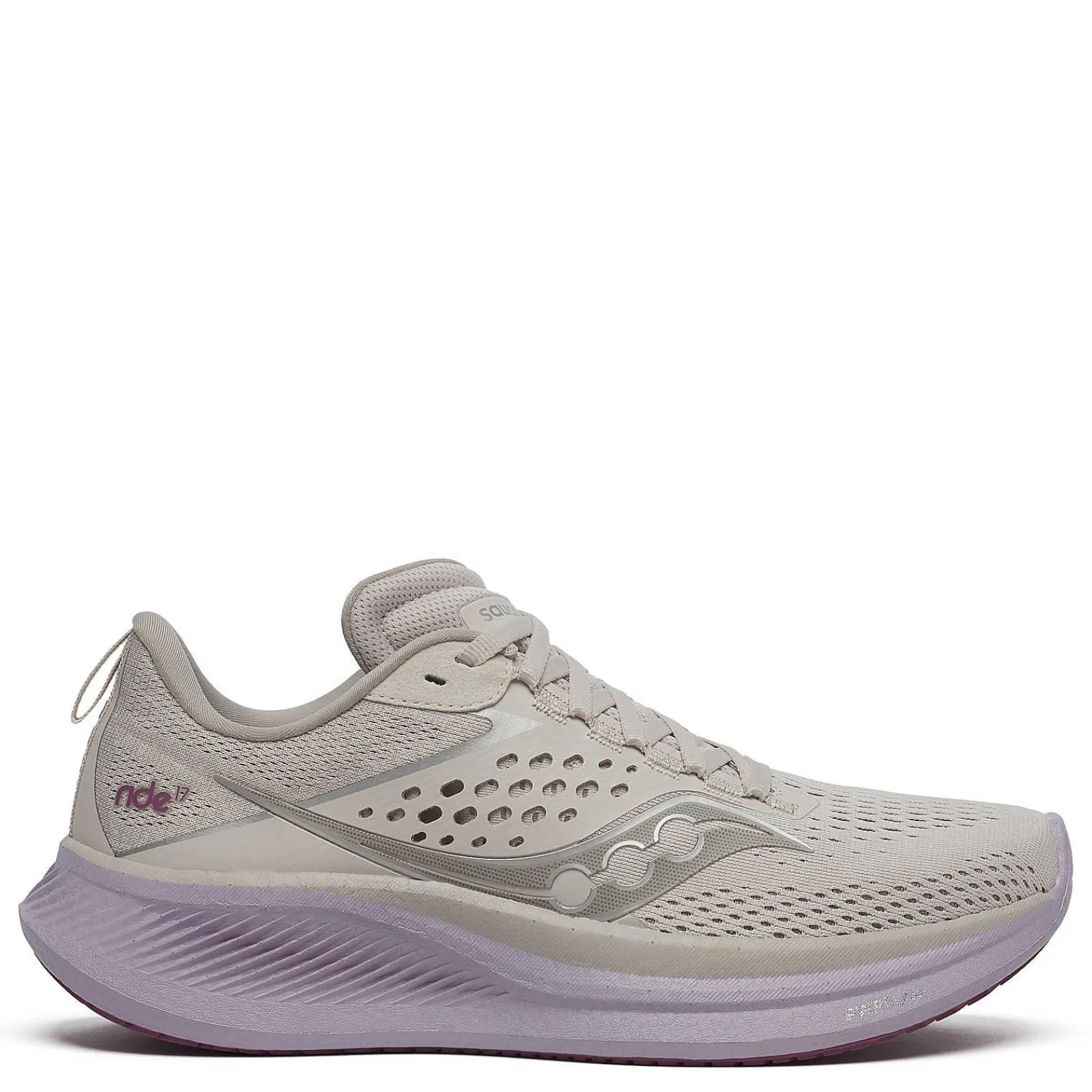 Discount Saucony Women's , Ride 17 Running Shoe - Wide Width Moon/Viola