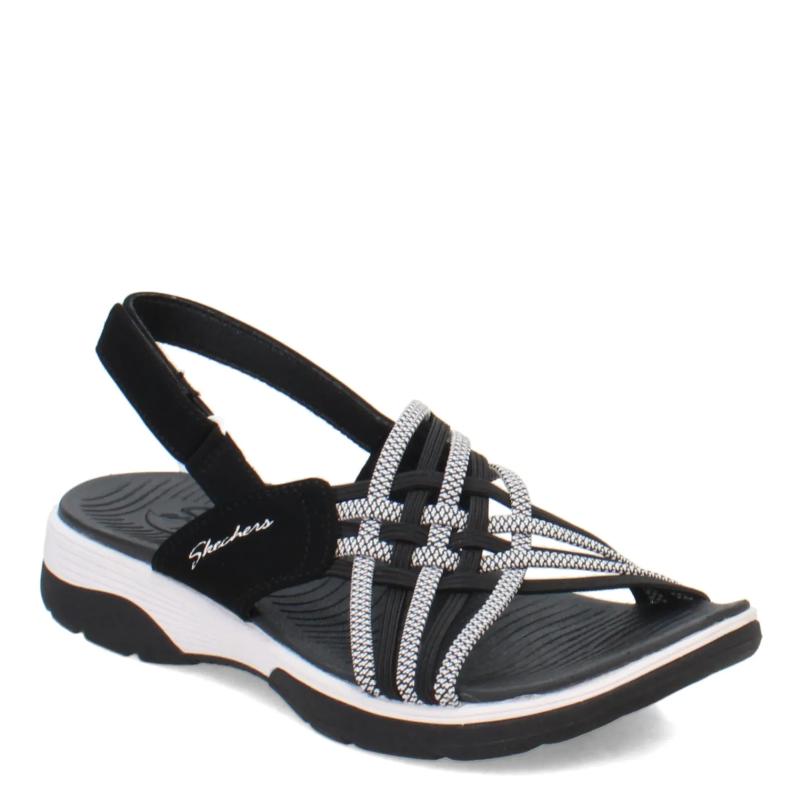 New Skechers Women's , Arch Fit Reggae Sport Sandal Black/White
