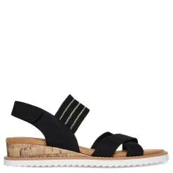 New Skechers Women's , BOBS Desert Kiss - Shore Enough Sandal Black