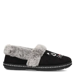Discount Skechers Women's , BOBS Too Cozy - Meow Pajamas Slipper - Wide Width Black