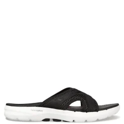 New Skechers Women's , GO WALK 6 Sandal - Beach View Sandal Black / White