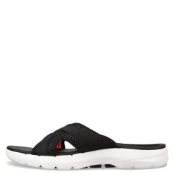 New Skechers Women's , GO WALK 6 Sandal - Beach View Sandal Black / White