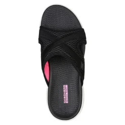 New Skechers Women's , GO WALK 6 Sandal - Beach View Sandal Black / White
