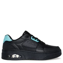 Clearance Skechers Women's Street, Uno Court - Courted Style Sneaker Black Turquoise